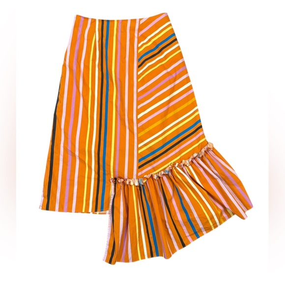 BROGGER Printed Heather Skirt Size Medium in Orange Multi Colored Stripes - Picture 6 of 12